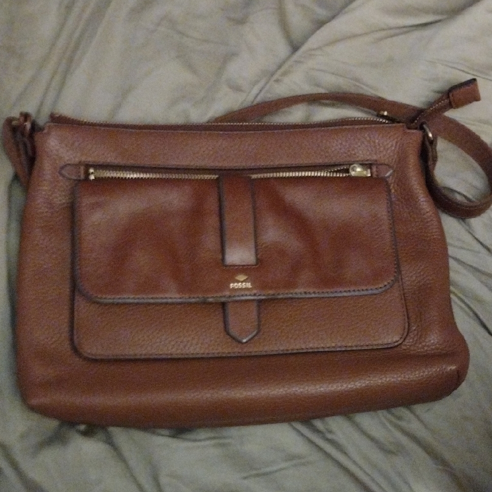 Fossil Rich Brown Leather Crossbody Bag